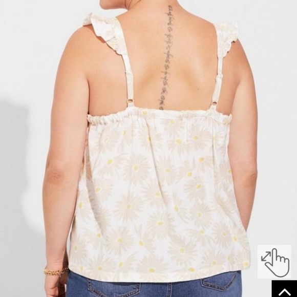 Torrid Double Gauze Ruffle Button Front Tank Top Daisy Daydream BNWT 3 - Picture 3 of 6